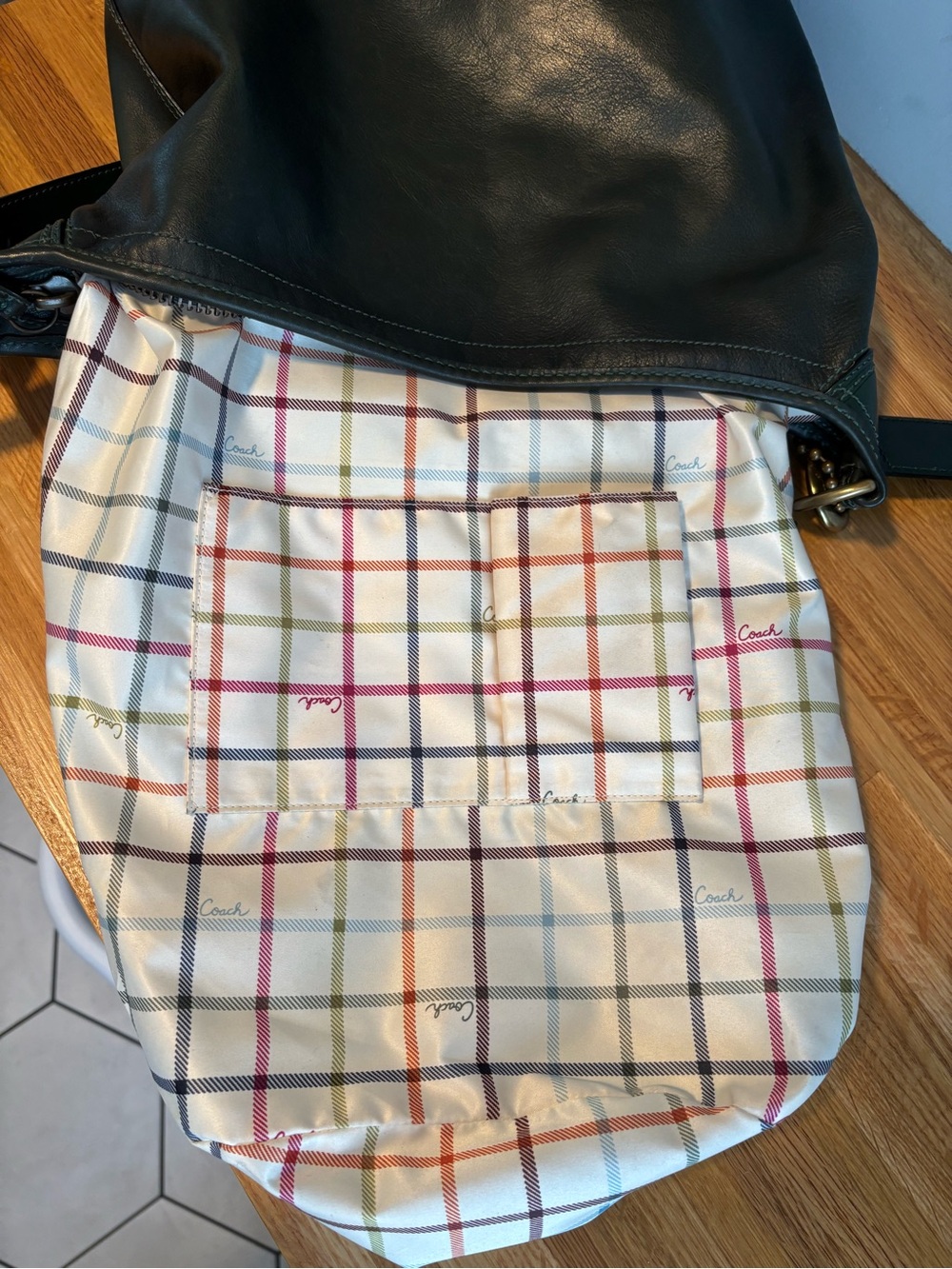 Coach Bag XL Bleecker Tattersall Duffle Sac Bottle Green Style 11423 - Picture 13 of 16
